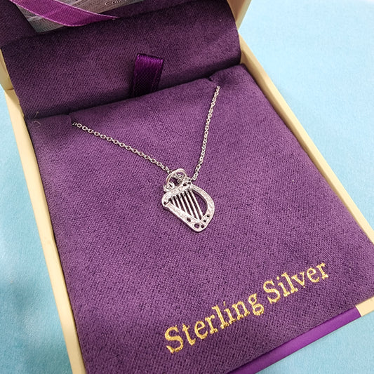 Silver harp necklace pendant