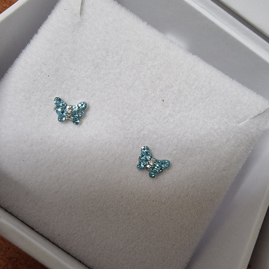 BLUE SPARKLE BUTTERFLY EARRINGS