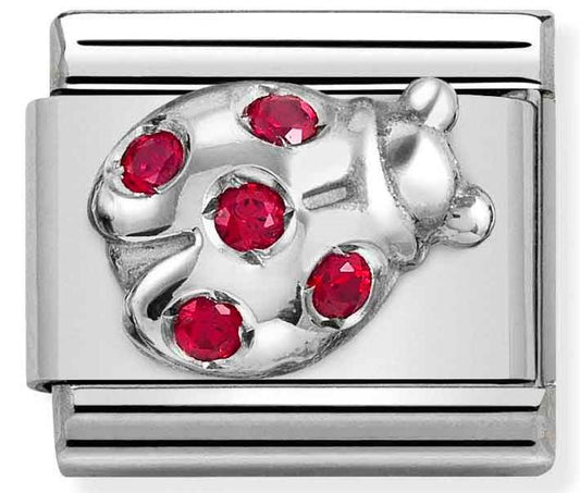 Classic SYMBOLS steel,CZ & silver 925,RED Ladybug (LaydBird)