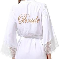 White cotton Bride Dressing Gown
