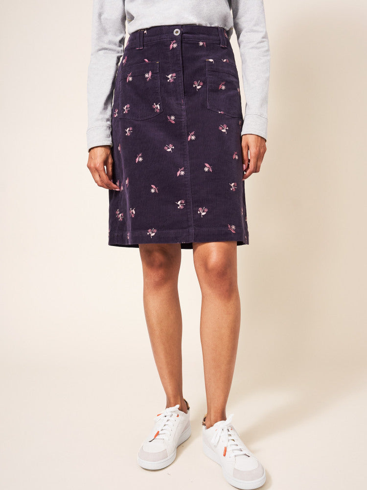 White Stuff Melody Embroidered Cord Skirt Puroke Mlt