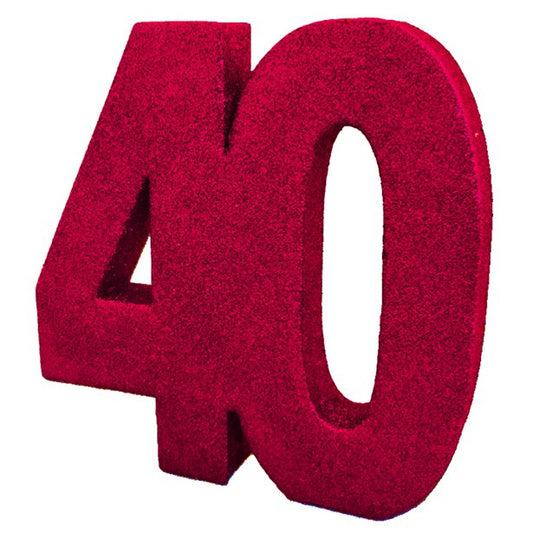 40th Red Glitter Table Decoration - 20cm