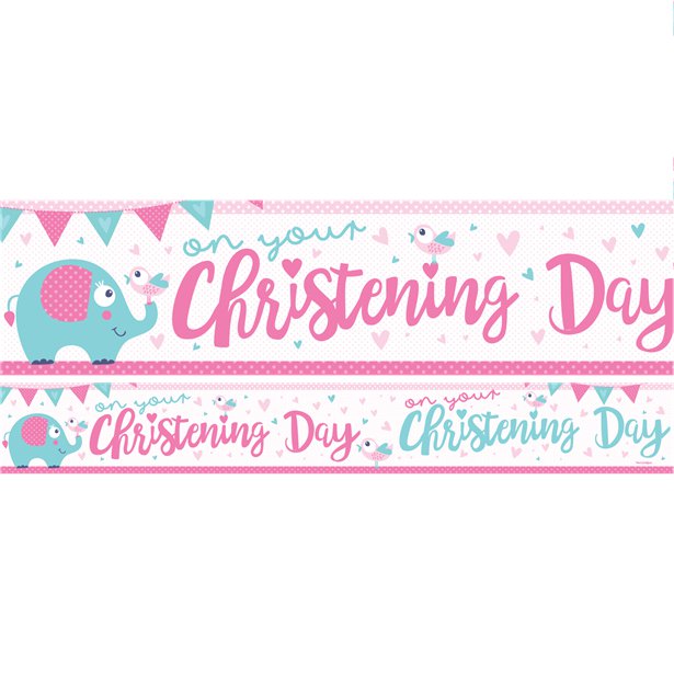 Christening Day Paper Banners 1 design 1m each 3pk