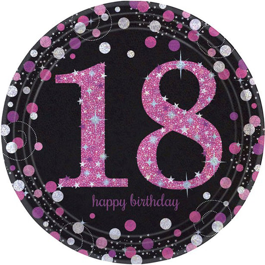18th Birthday Pink Celebration Party Plates