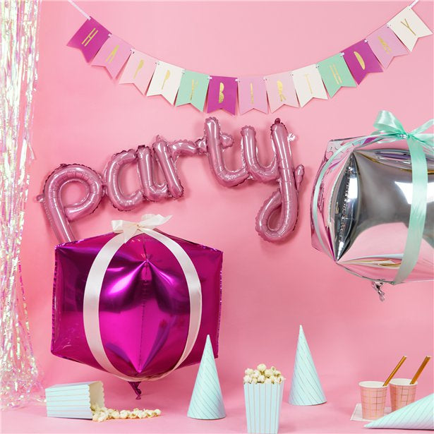 Pink "Party" Phrase Balloon