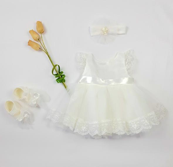 Baby ivory dress with embroidery lace