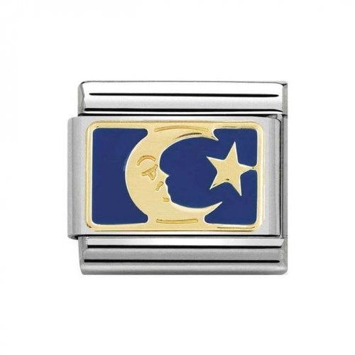 Nomination Gold Moon & Stars Blue Enamel Charm