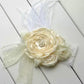 Ivory lace pearl baby headband