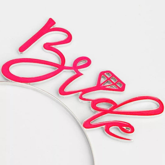 Bride hair band in Silver & Pink