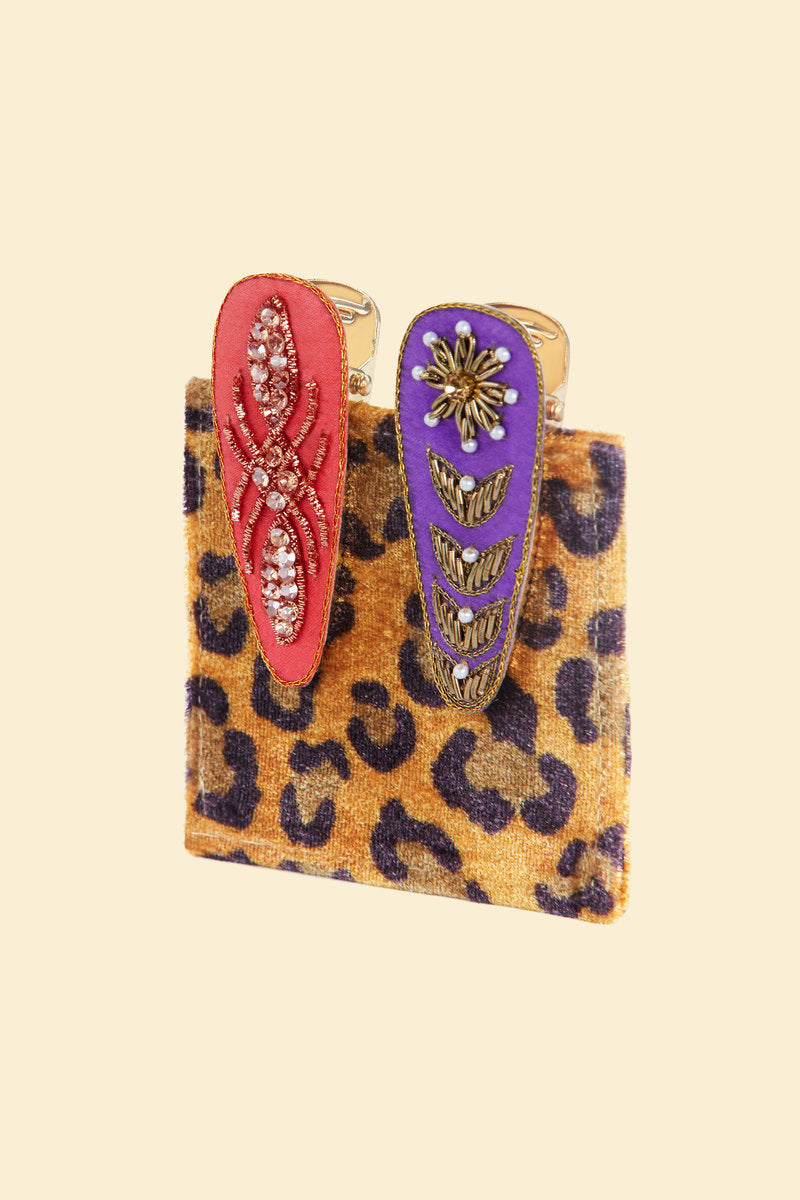 Jewelled Hair Clips (Set of 2) - Flower and Deco Tile