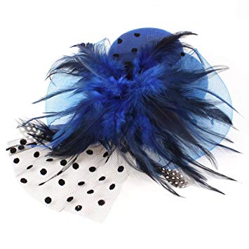 Cobalt Blue and black fascinator feather hat