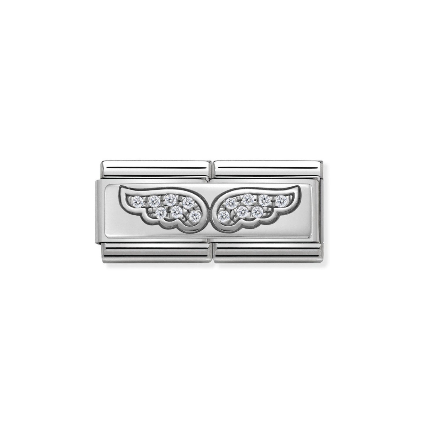 Classic Silver & CZ Double Rich Angel Wings