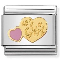 Classic 18ct Gold & Enamel Its a Girl