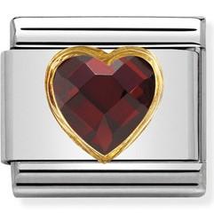 Classic 18ct Gold & Heart  Faceted CZ Red