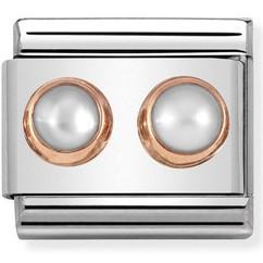 Classic 9ct Rose Gold Double Stone White Pearl