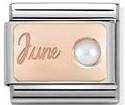 Classic S. Steel & 9ct Rose gold June WHITE PEARL