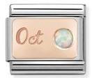 Classic  S. Steel 9ct Rose Gold October WHITE OPAL