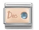 Classic STONE of MONTH S/Steel,9ct Rose Gold December LIGHT BLUE TOPAZ