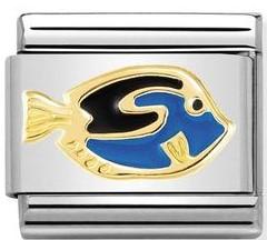 Classic SYMBOLS steel, enamel & 18K gold Fish
