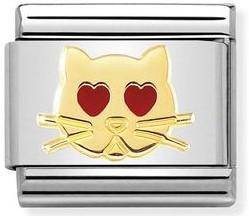 Classic SYMBOLS steel enamel & 18k gold Cat with heart eyes