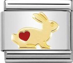 Classic SYMBOLS steel,enamel 18k gold Rabbit with heart