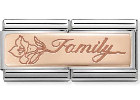 Classic DBL ENGRAVED S/Steel,9k Rose gold  Family with flower