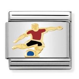 Classic,S/steel, enamel,18k gold Football Player