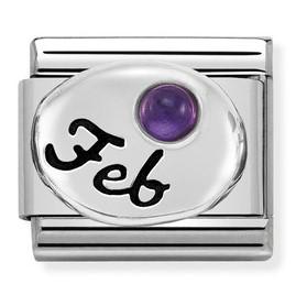 Classic st.steel, sterling silver and stones February AMETHYST