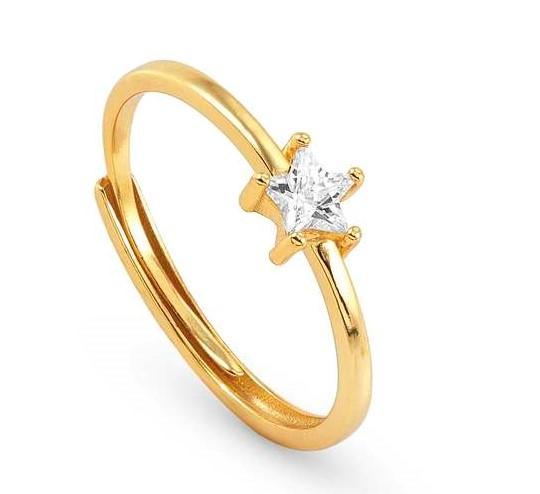 SENTIMENTAL ring,925 silver,CZ,Yellow Gold Plated Star