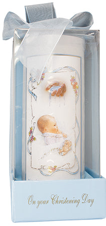 Christening Candle Boy 6 inch Gift Boxed