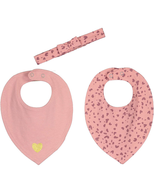 Pink hearts bibs and headband set