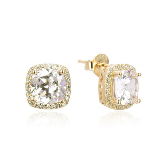 GOLD SQUARE HALO STUD EARRINGS 1856
