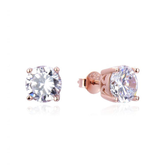 ROUND CRYSTAL STUD EARRING with ROSE GOLD