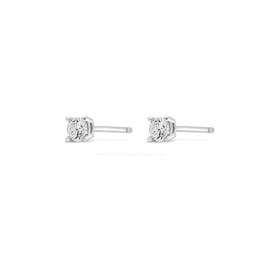 Stud earrings Silver 3mm Cubic Zirconia HCE425