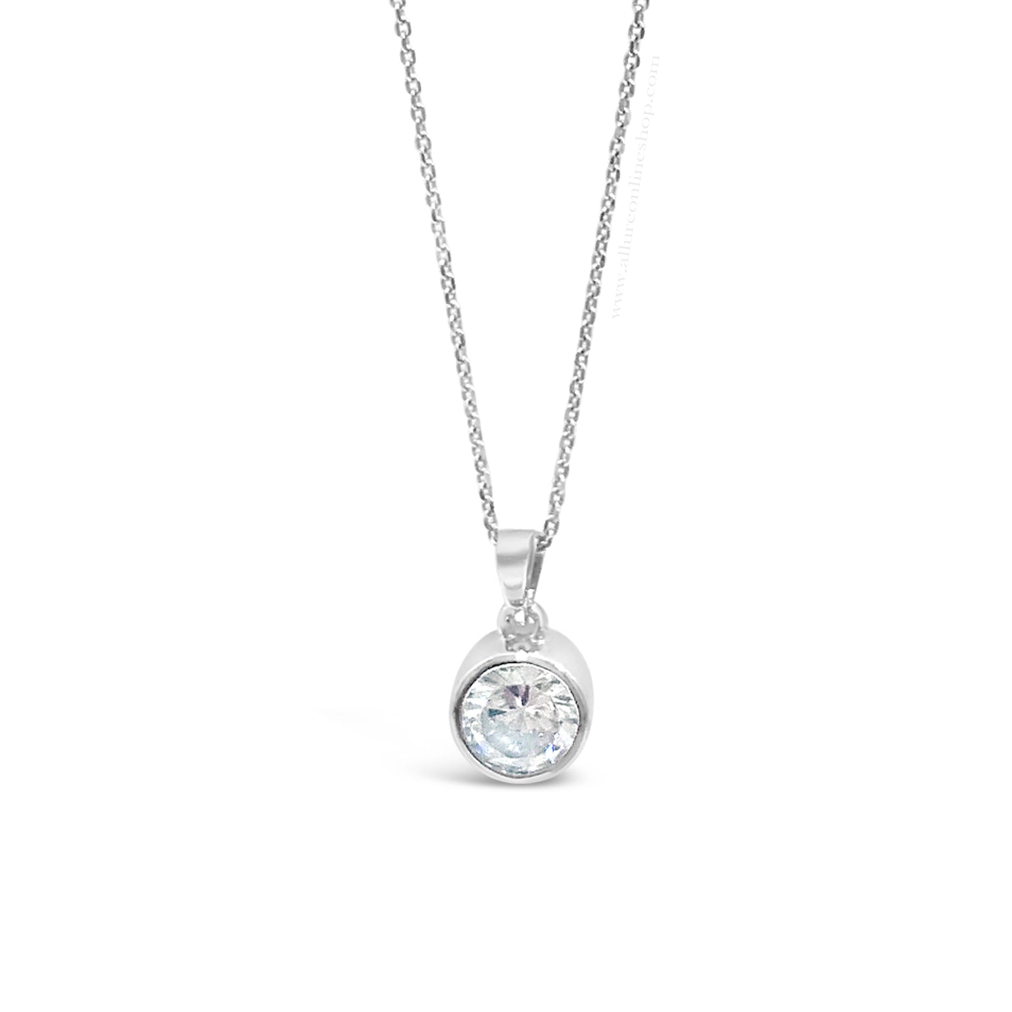 Silver Solitaire Pendant And Chain HCP203