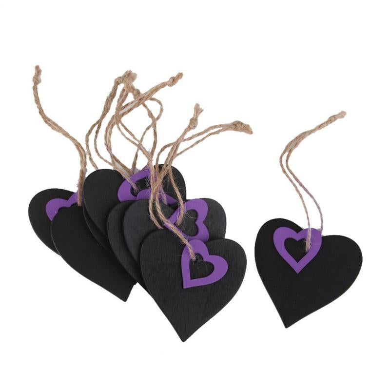 Mini Heart Shape Hanging Wooden Blackboard Gift tags 10pcs