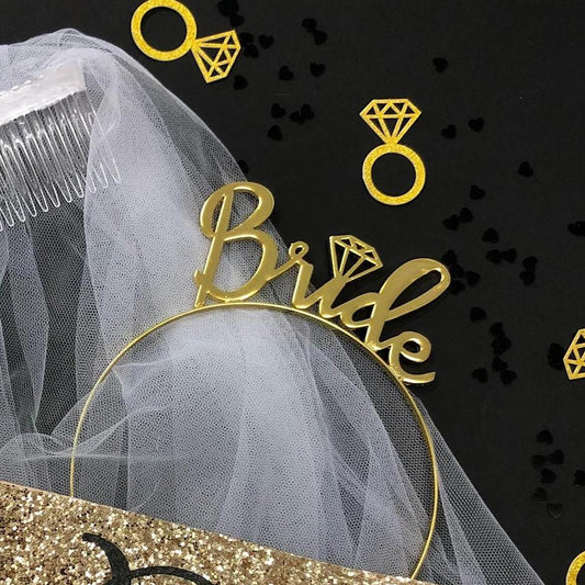 Bride hairband & Veil - Little Black Dress Hen Party