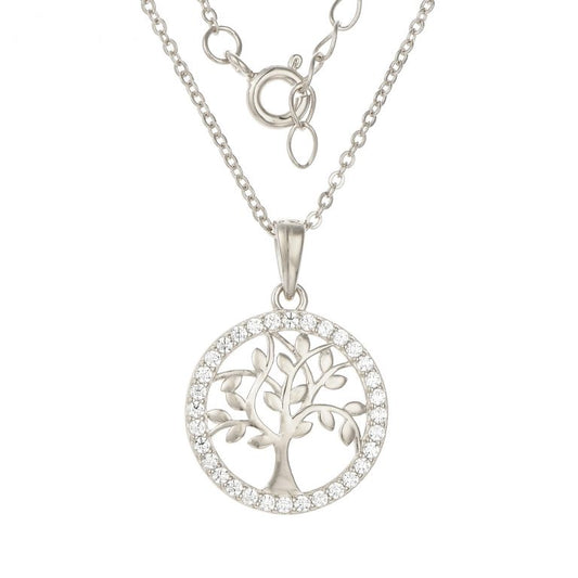 SILVER GLISTENING TREE OF LIFE NECKLACE