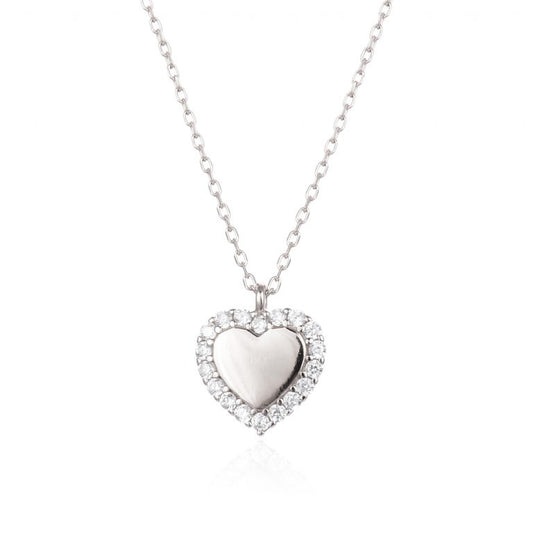 SILVER GLISTENING HEART NECKLACE