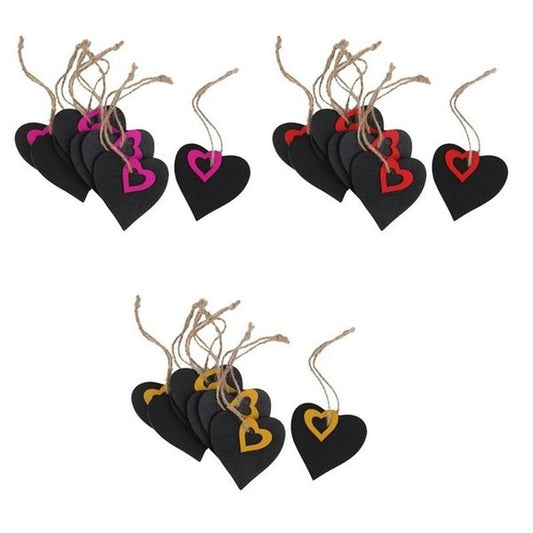 Mini Heart Shape Hanging Wooden Blackboard Gift tags 10pcs