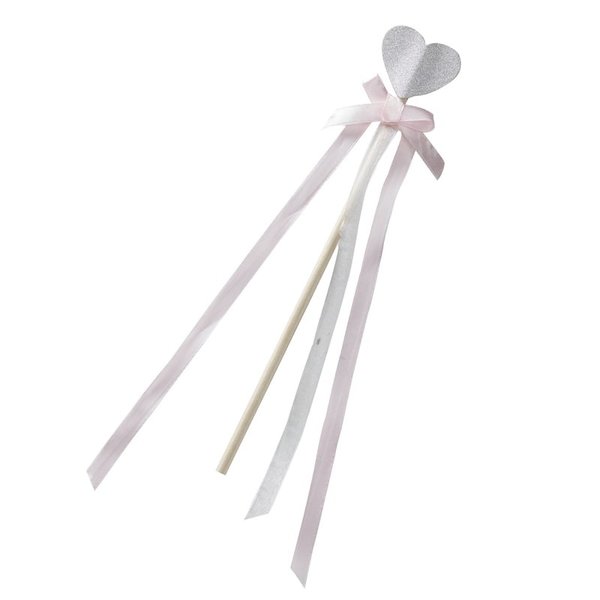 Kids Princess Glitter Silver and Pink Heart Wand