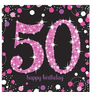 Pink Sparkling Celebration  50th Party Napkins