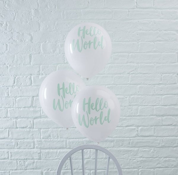 Mint Hello World Balloons - Hello World