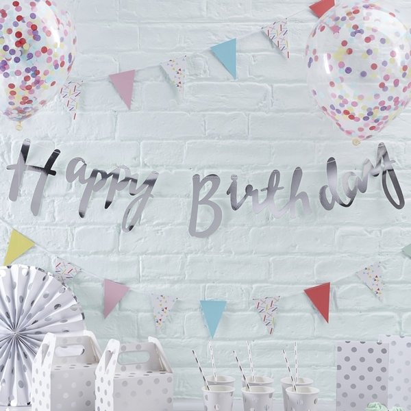 Silver Happy Birthday Bunting