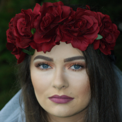 Bride to be Floral Crown and Veil - Luxury Christmas red crown