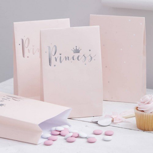 Princess Party Bags - Pink with silver foil