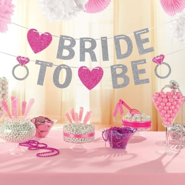 Bride to Be Glitter Bunting Silver & Pink