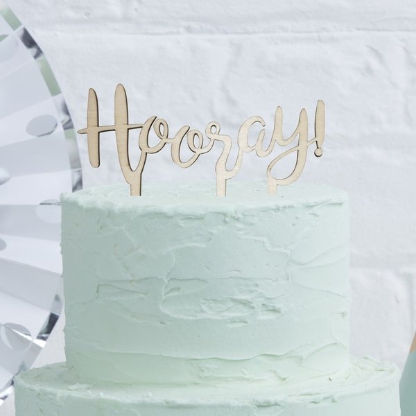 Hooray Wooden Cake Topper