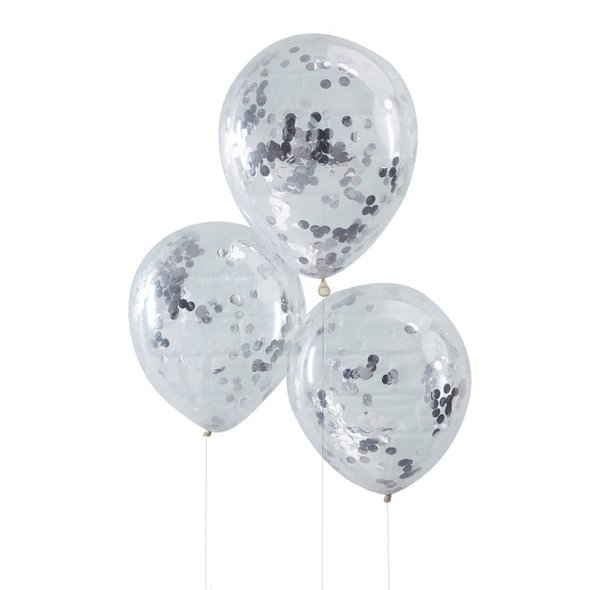 Silver Confetti Filled Balloons - Pick & Mix