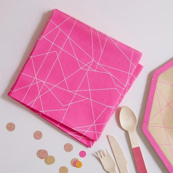 Neon Pink Geometric Paper Napkins